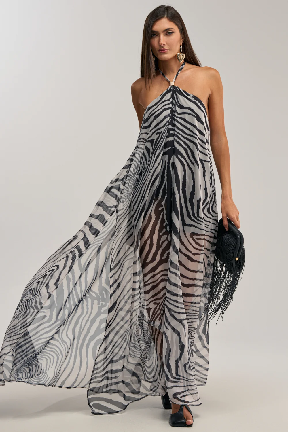 SWEET SIDE CHIFFON MAXI DRESS IN ZEBRA - Akira Store