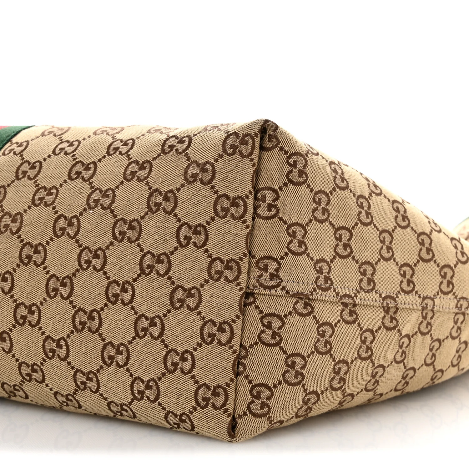GG Monogram Web Large Giglio Tote Beige Brown