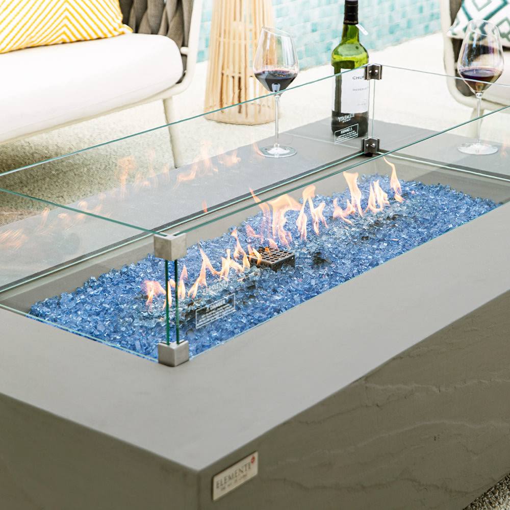 Plus Rectangular Fire Pit Flame Guard (Glass) Elementi