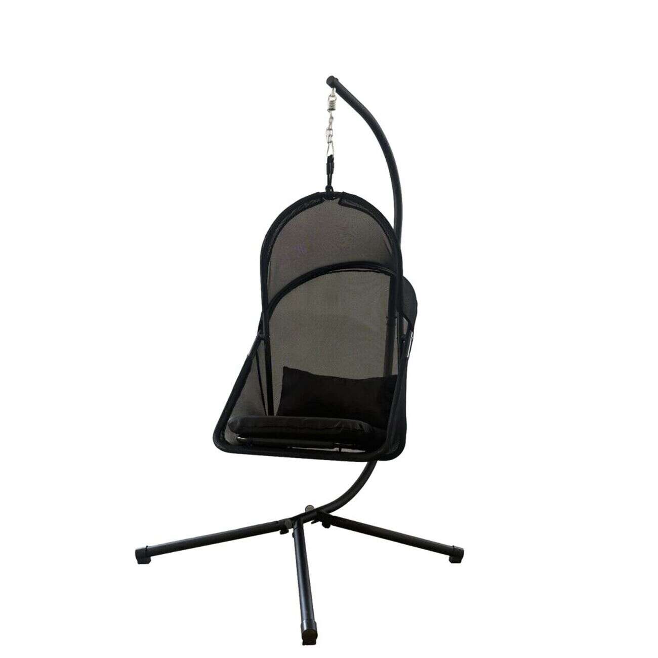 Fauteuil de jardin suspendu acier et tissu noir 115xH195X108cm