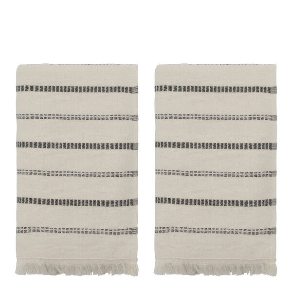 Håndkle 50x100 cm 2 stk offwhite/svart