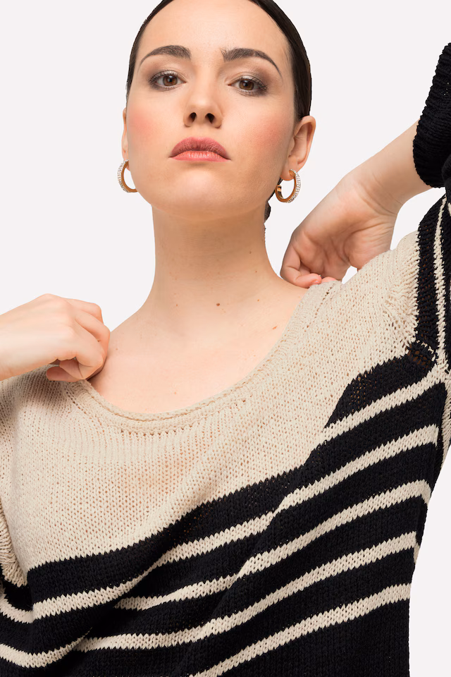 Chunky Striped 3/4 Sleeve Sweater