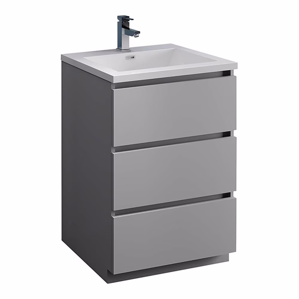 Lazzaro 24" Rosewood Free Standing Modern Bathroom Cabinet w/ Integrated Sink(Brown) - Image 5