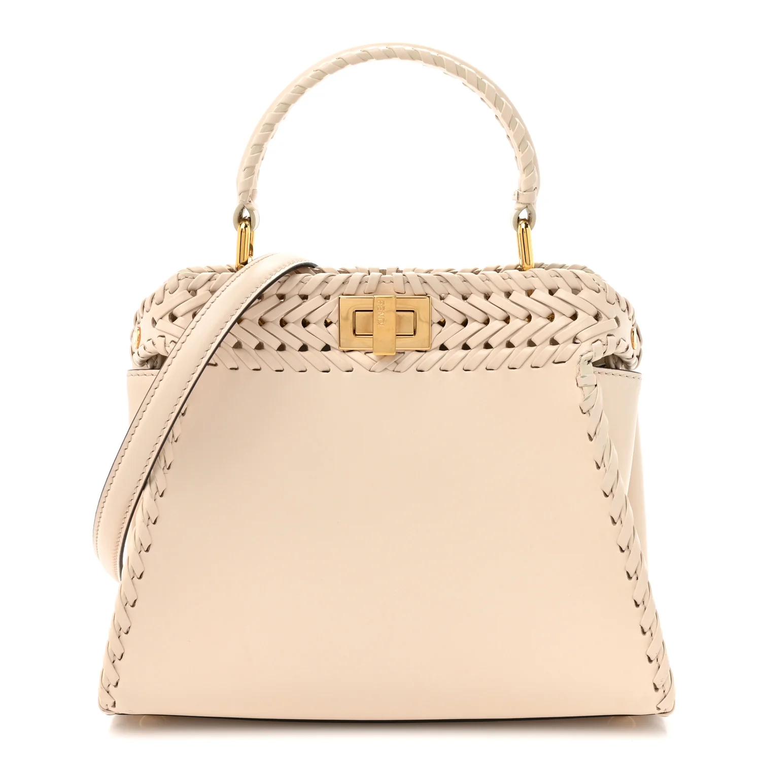 Nappa Interlace Mini Peekaboo Iconic Satchel Camelia