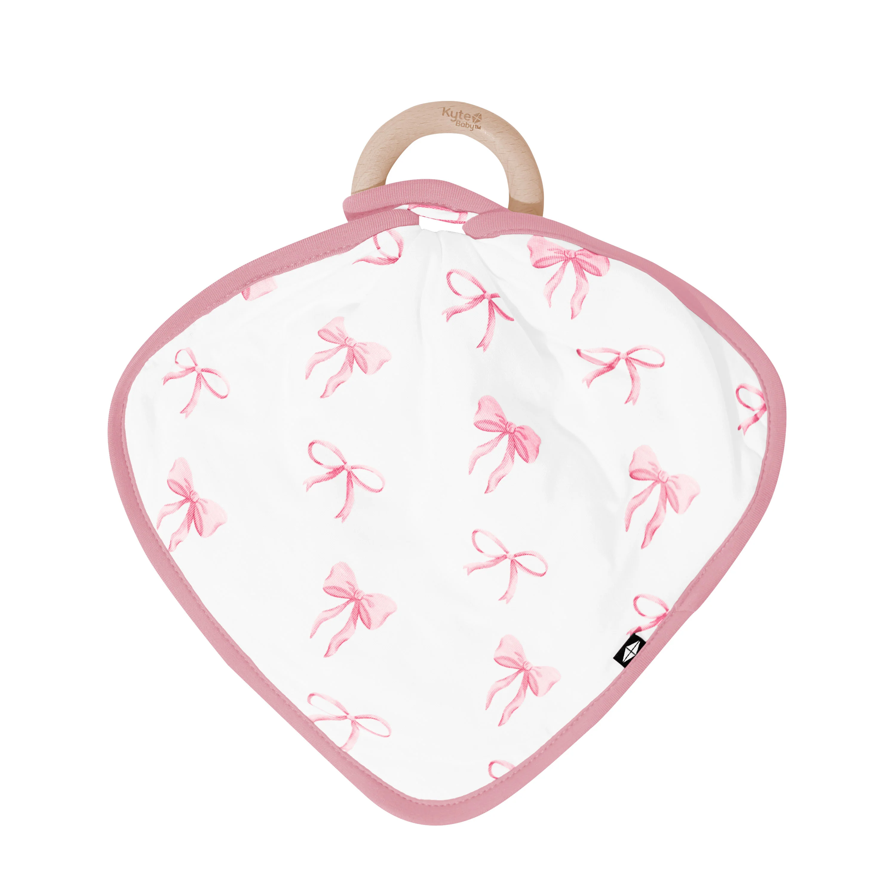 Lovey in Bow with Removable Wooden Teething Ring