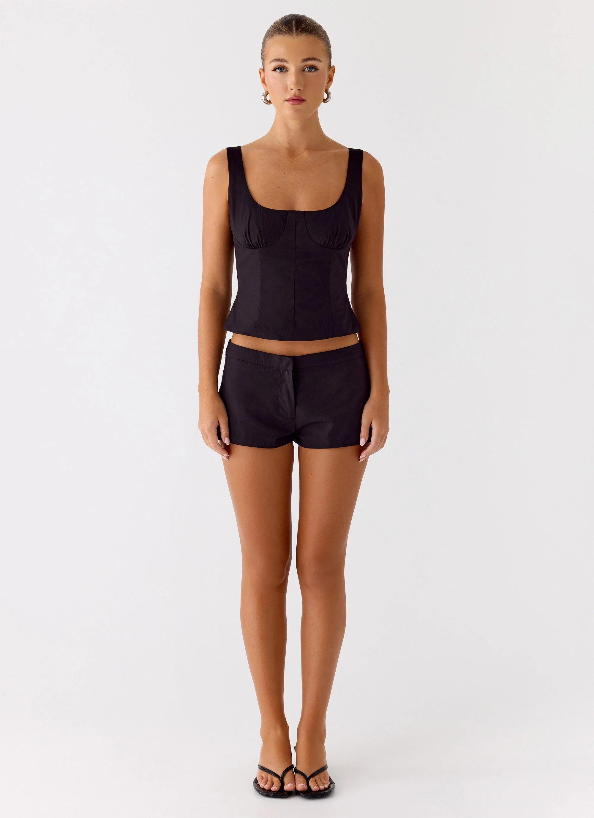 Coastline Cotton Micro Mini Shorts - Black