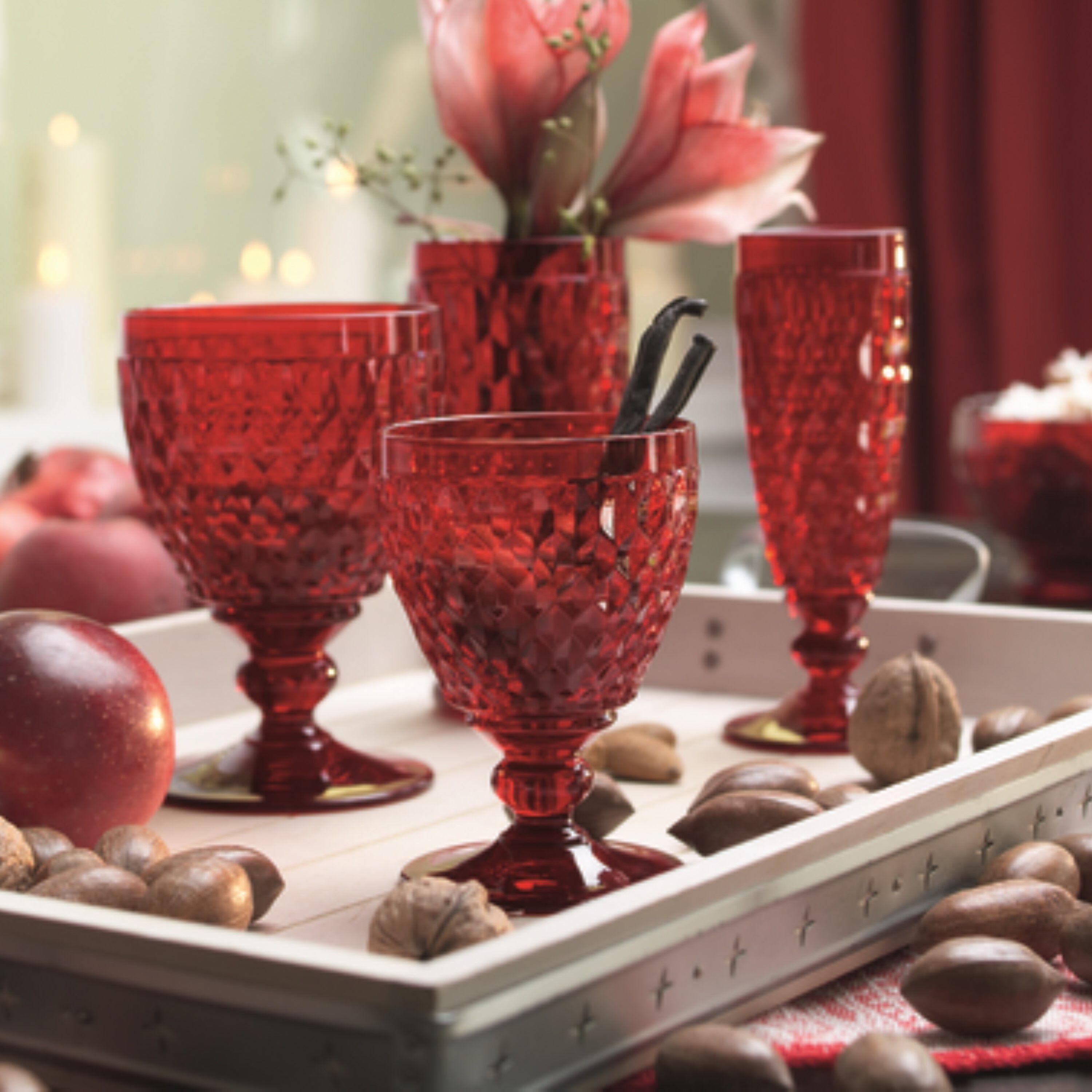 Boston Highball glass - Red, 10.2 oz, crystal glass