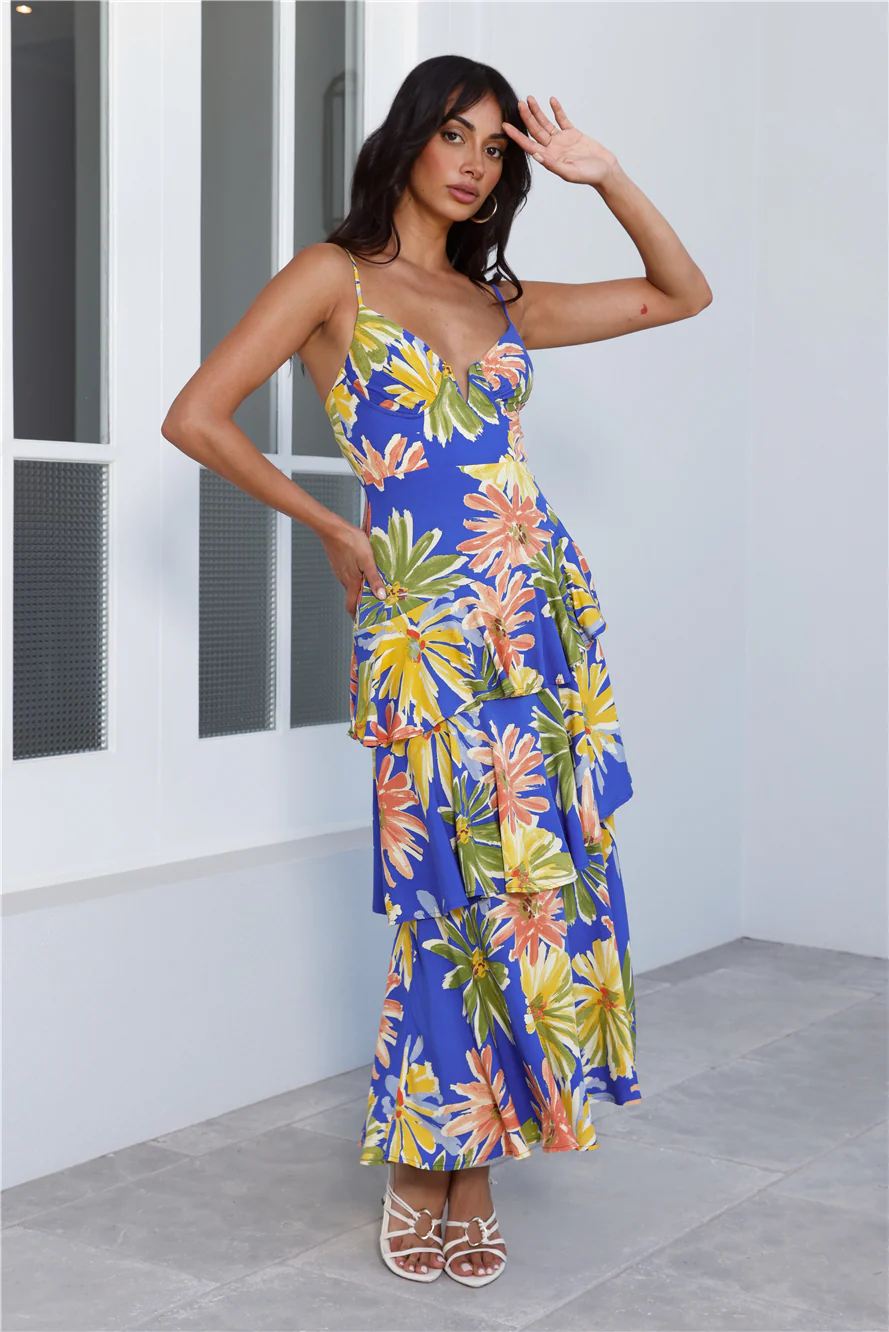 Spring Joy Midi Dress Blue