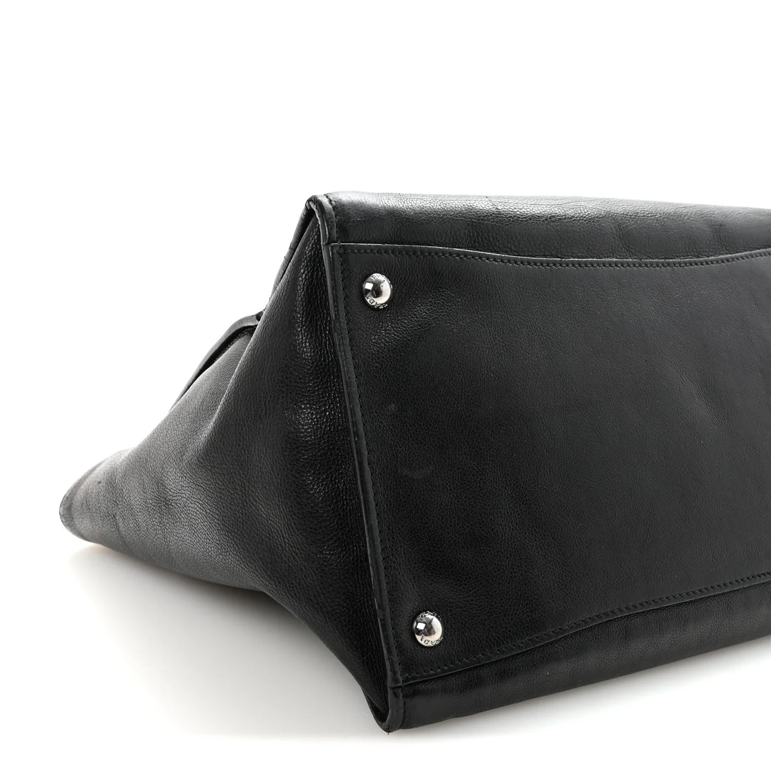 Glace Calf Twin Pocket Tote Black