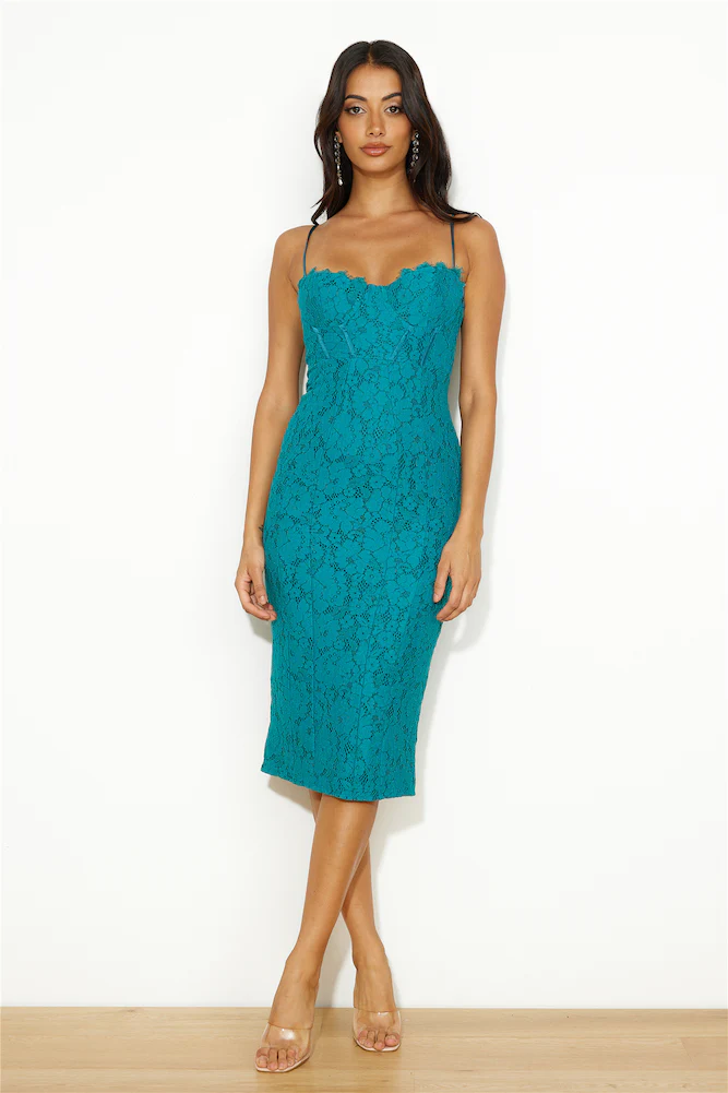 Classy Moment Lace Midi Dress Teal