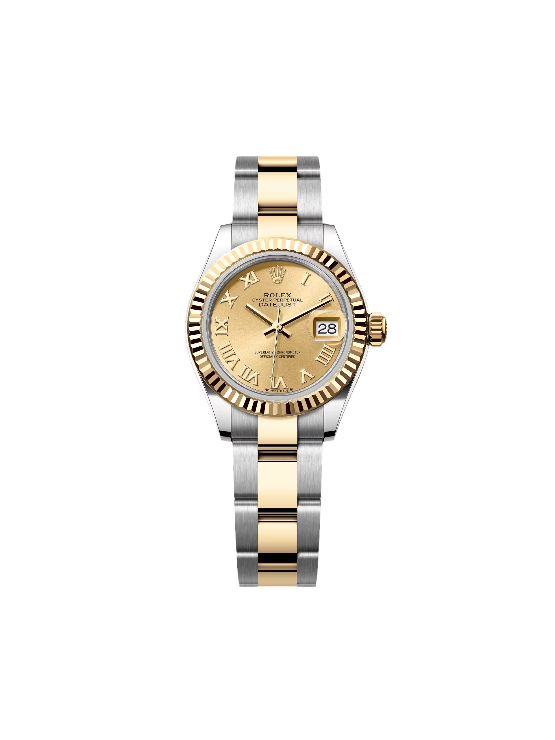 【Super Clone】RLX Lady-Datejust 28mm 279173 Champagne Roman Dial Oyster Bracelet