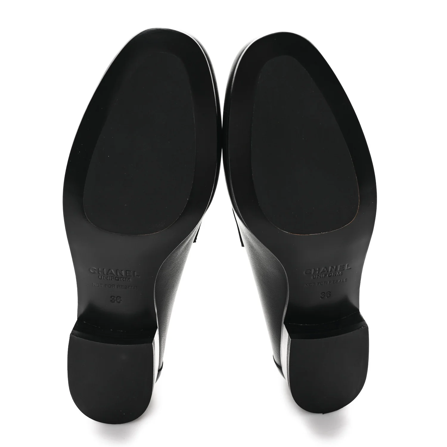 Calfskin Womens Stitched CC Loafers 36 Black