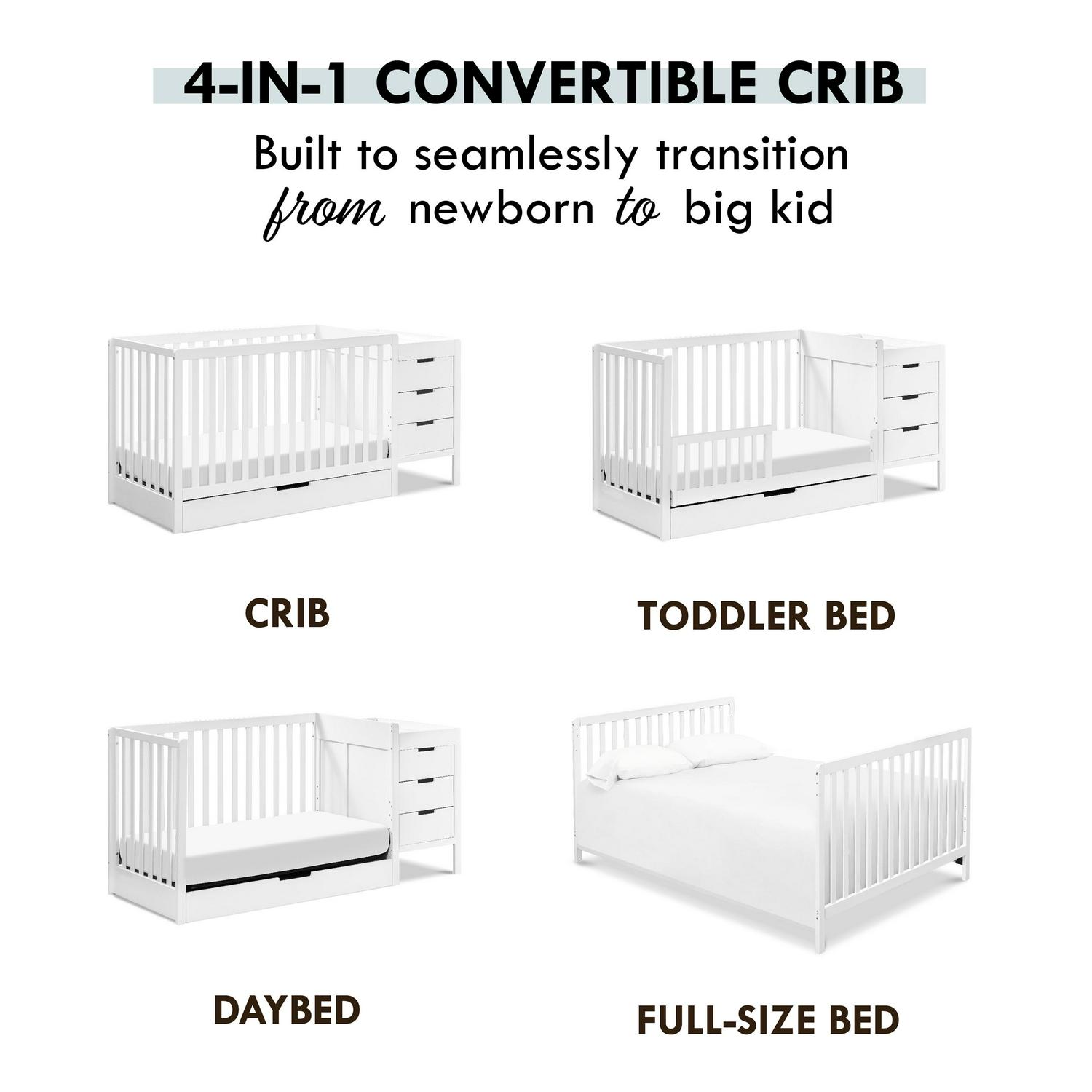 Colby 4-in-1 Convertible Crib Changer Combo in White - Image 5