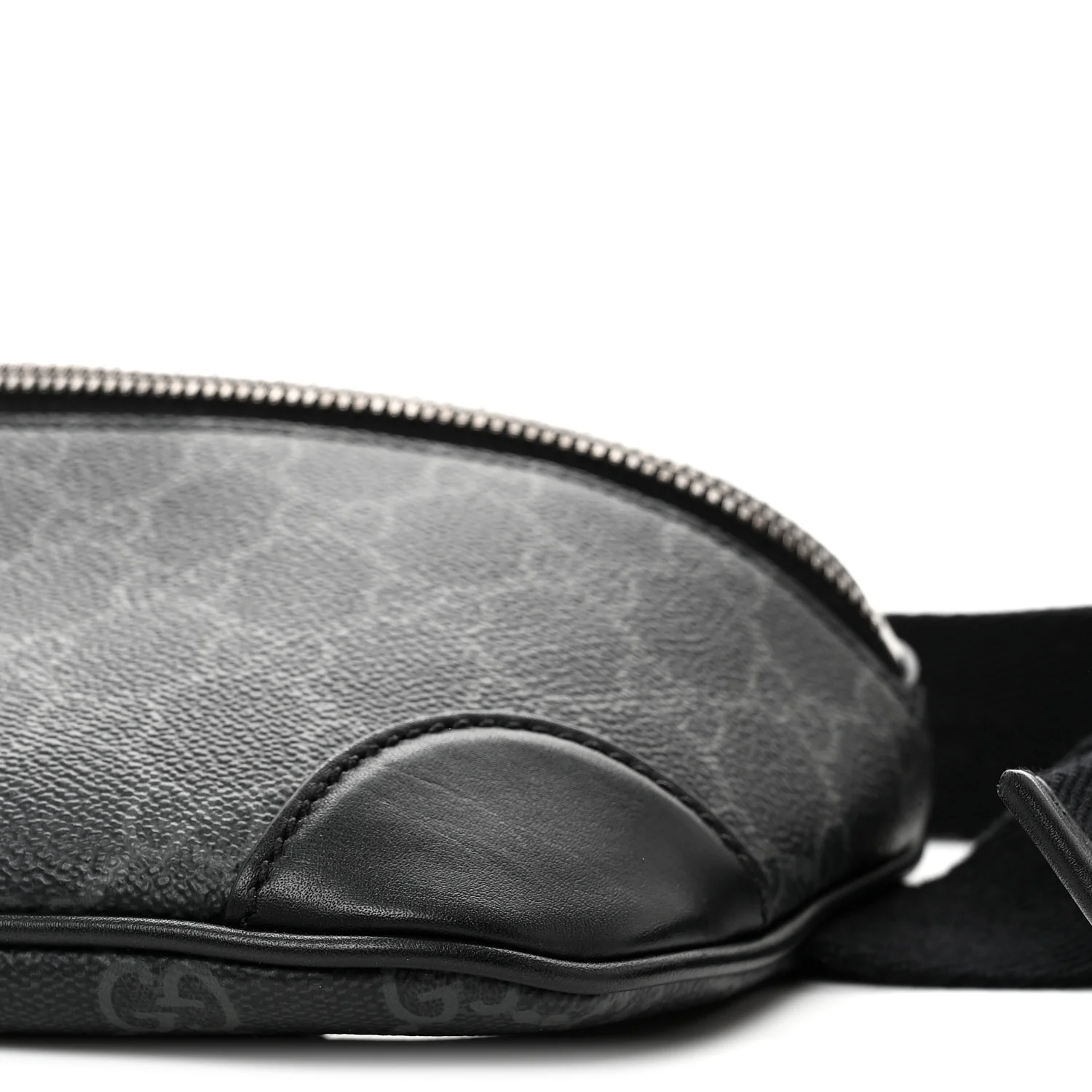 GG Supreme Monogram Emblem Calfskin Small Belt Bag Black Grey