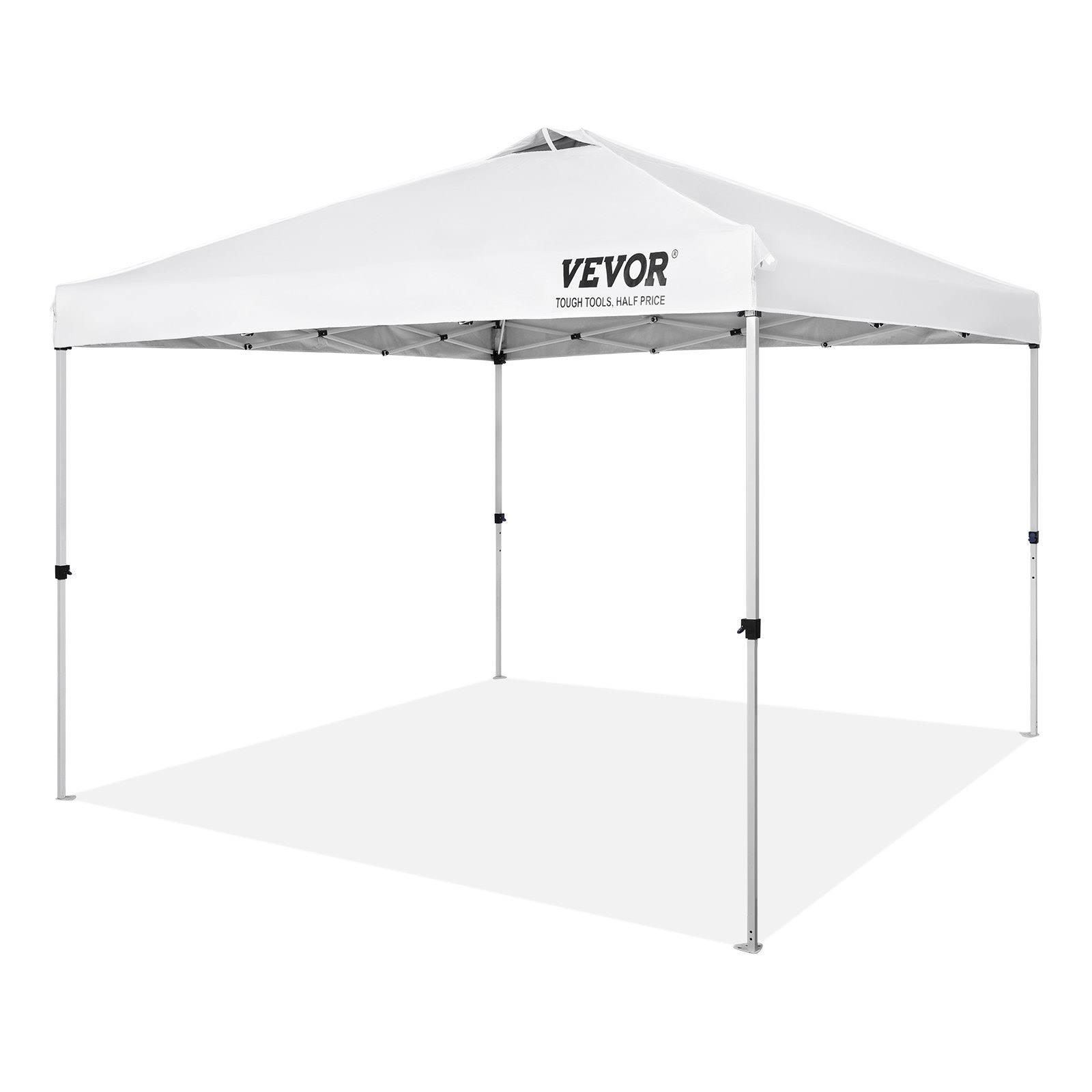 VEVOR Pop Up Canopy Tent, 10 x 10 ft, 250 D PU Silver Coated Tarp, with Portable Roller Bag and 4 Sandbags, Waterproof and Sun Shelter Gazebo for