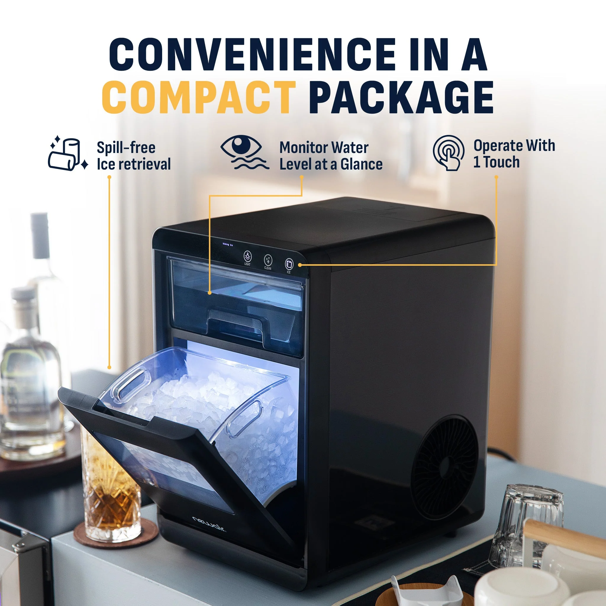 Newair Countertop Ice Maker Nugget Ice, 44 lbs/24 hours