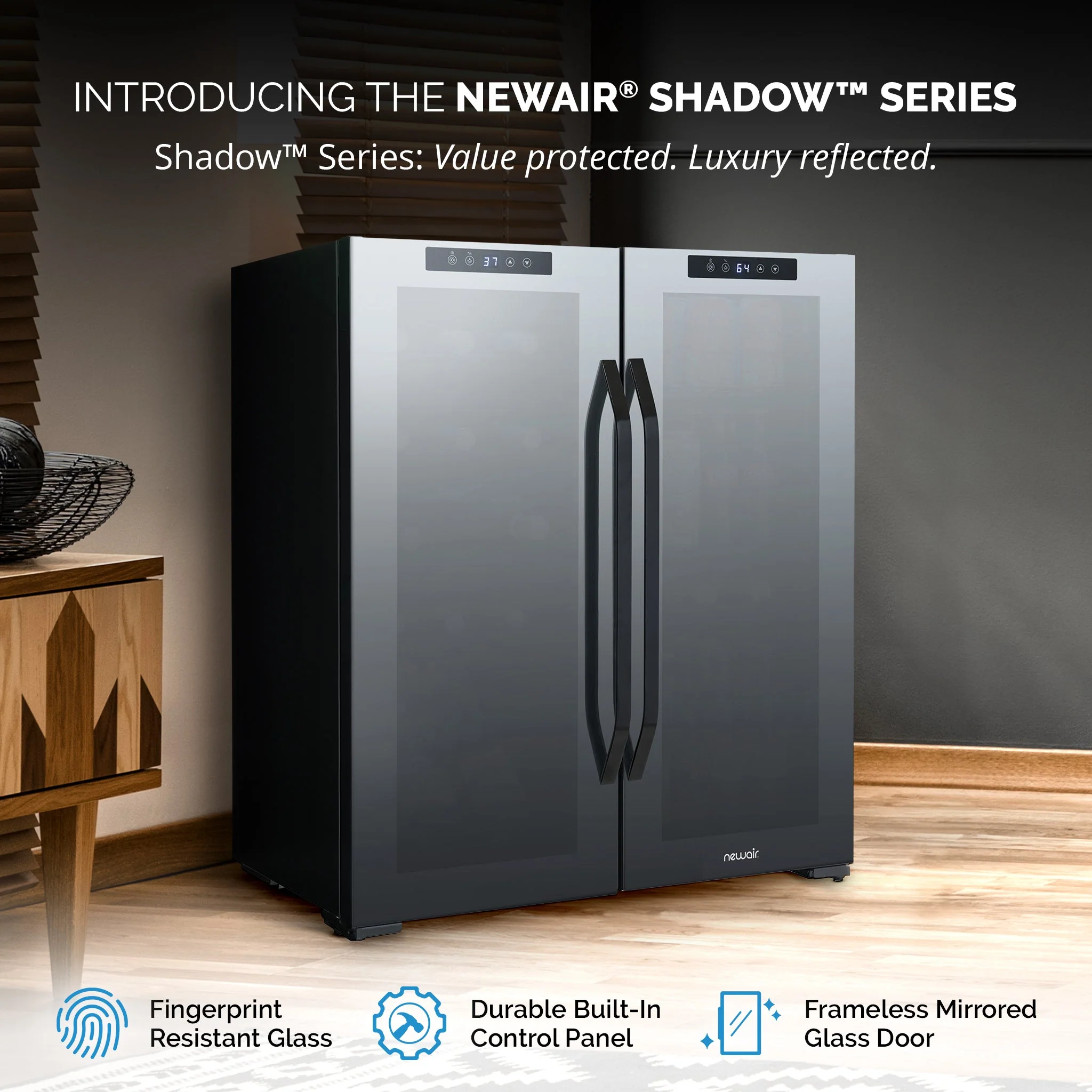 Newair 59-Can, 18-Bottle Freestanding Dual Zone Beverage Fridge - 27.4