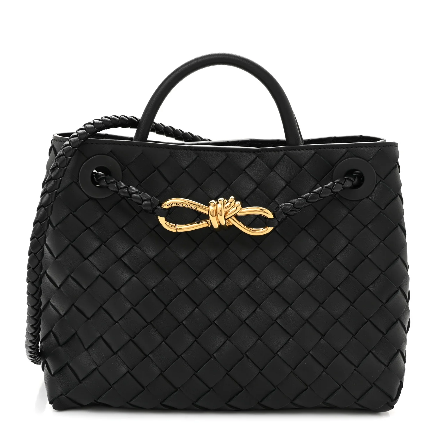 Nappa Intrecciato Small Andiamo Shoulder Bag Black