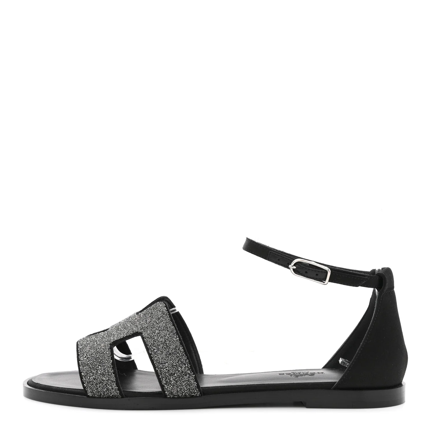 Satin Crystal Santorini Sandals 37.5 Black