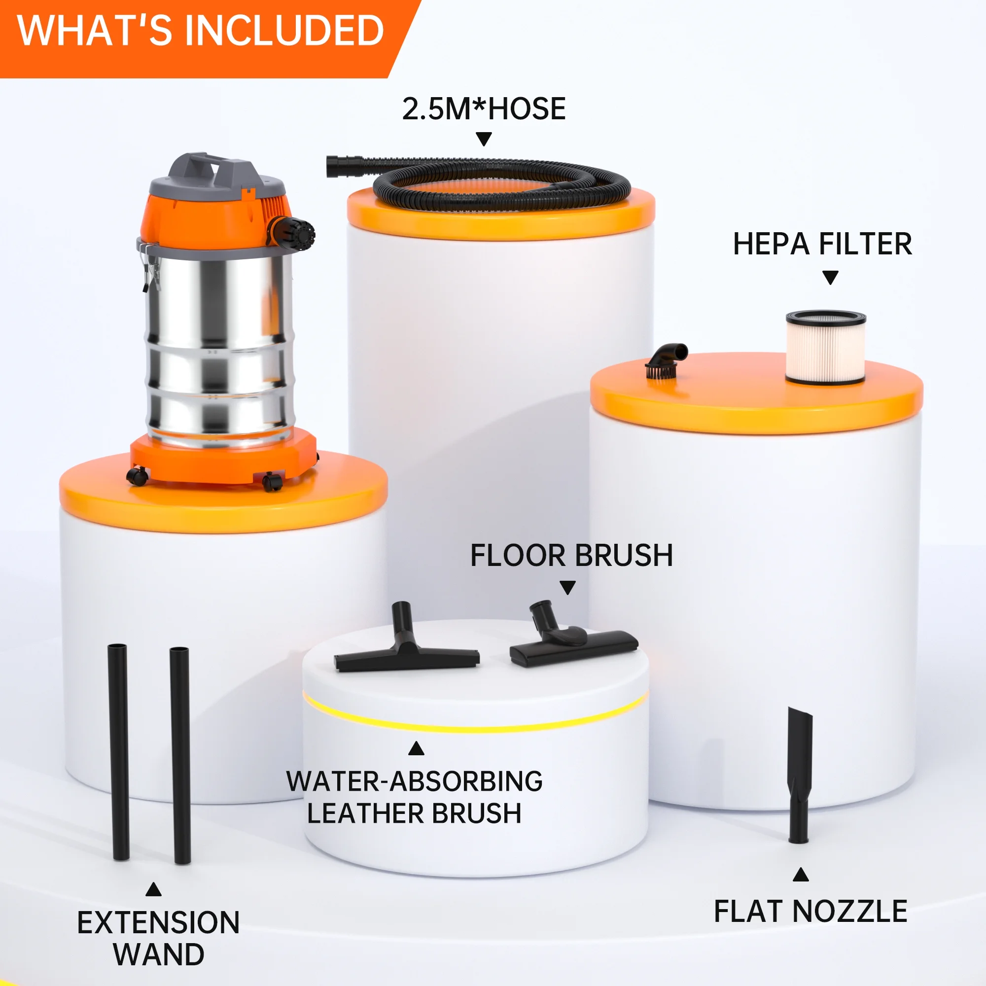 Wet Dry Vacuum Cleaner, 10 Gallon 3200w 8 Peak Stainless Steel Shop Vacuum Wet and Dry, with Filter and Attachments for House Garage Workshop Car - Image 4
