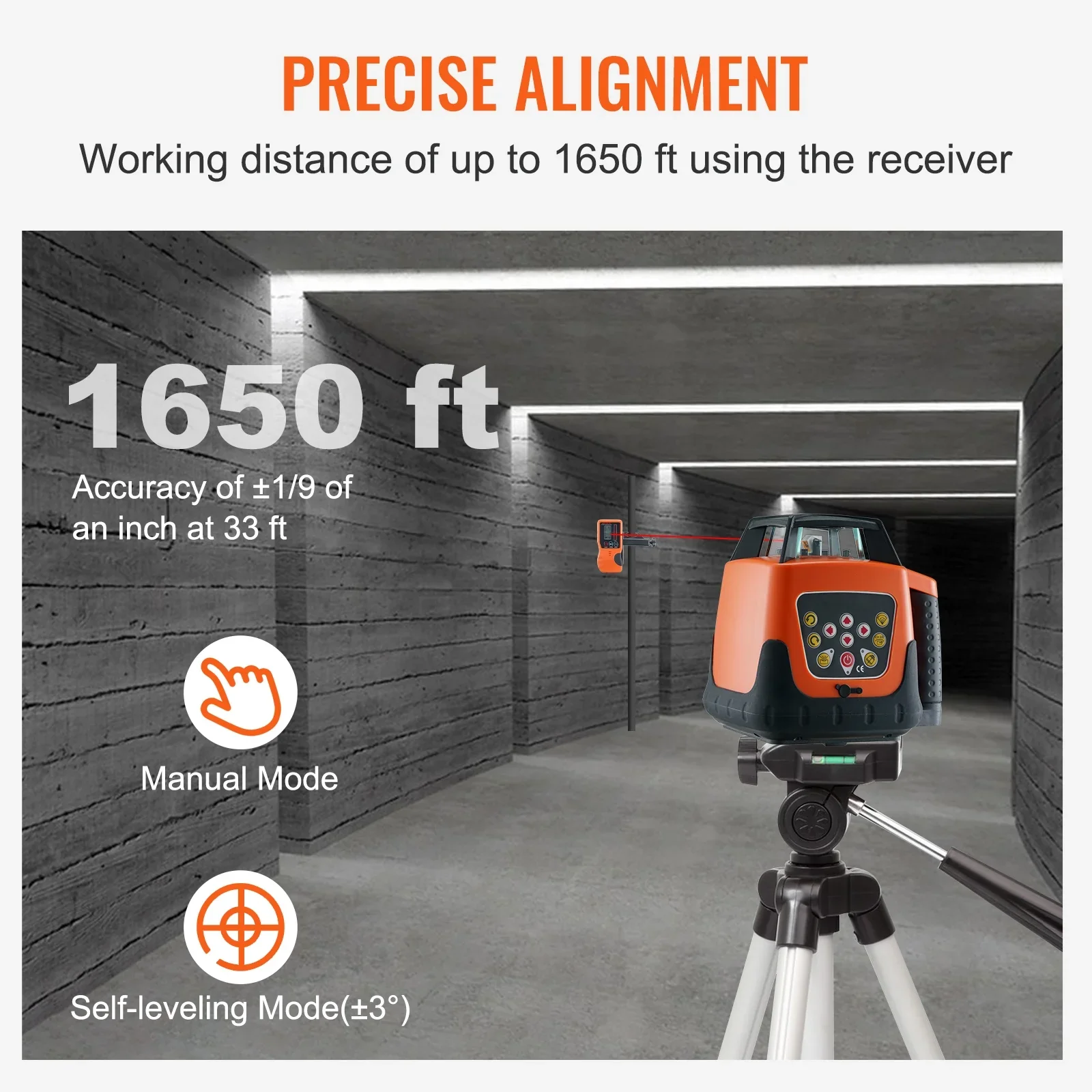 KFFKFF Laser Level, 1650ft Range, 360�� Self-Leveling Red Cross Line, Adjustable 5 Speeds & 4 Scan Angles, IP66 Water-Resistant, Remote & Manual Modes, Includes Battery