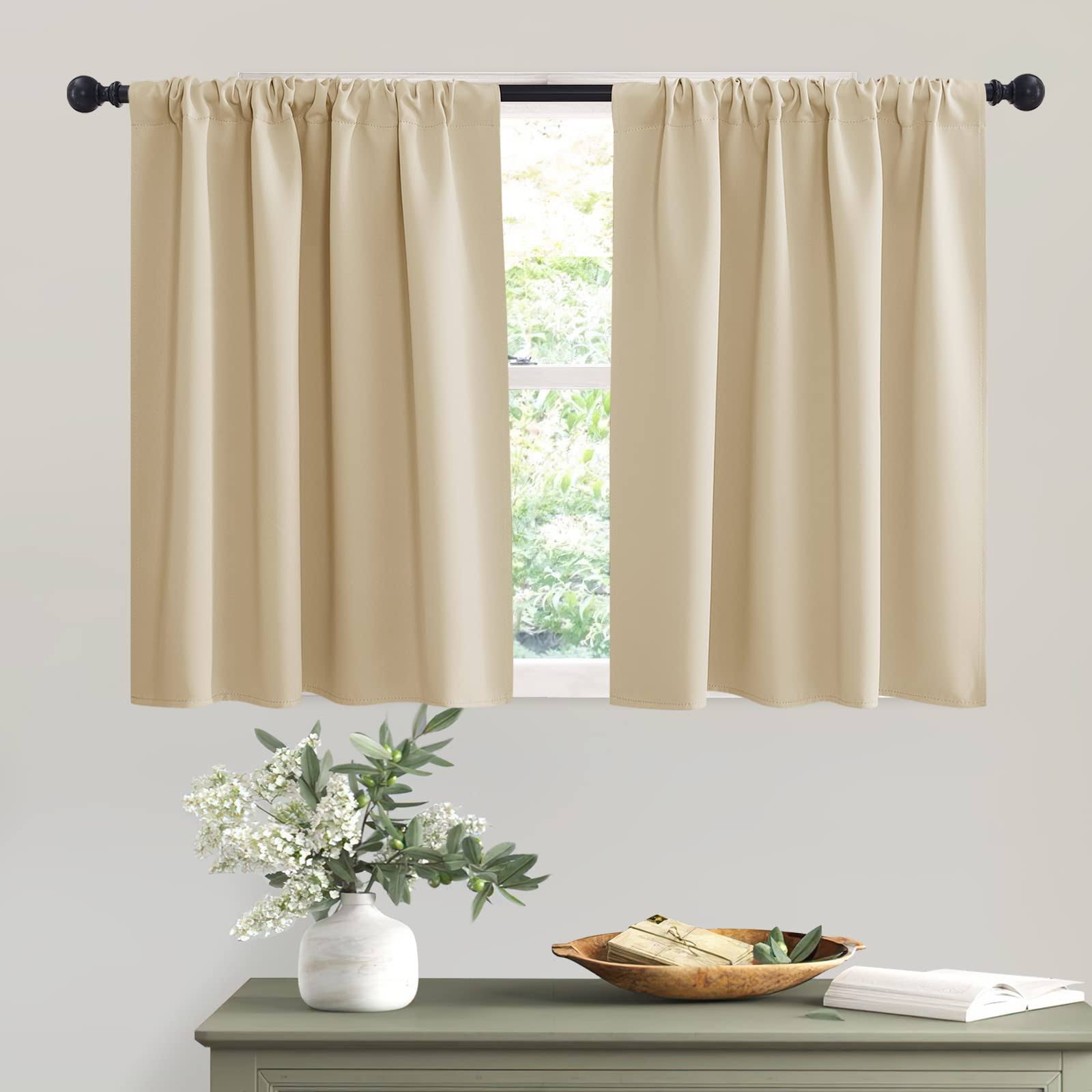 RYB Home Thermal Insulated Curtains Blackout Small Window Curtains Light Block Privacy for Bathroom Kitchen Laundry RV Curtains, 42 inch Wide by 36 in