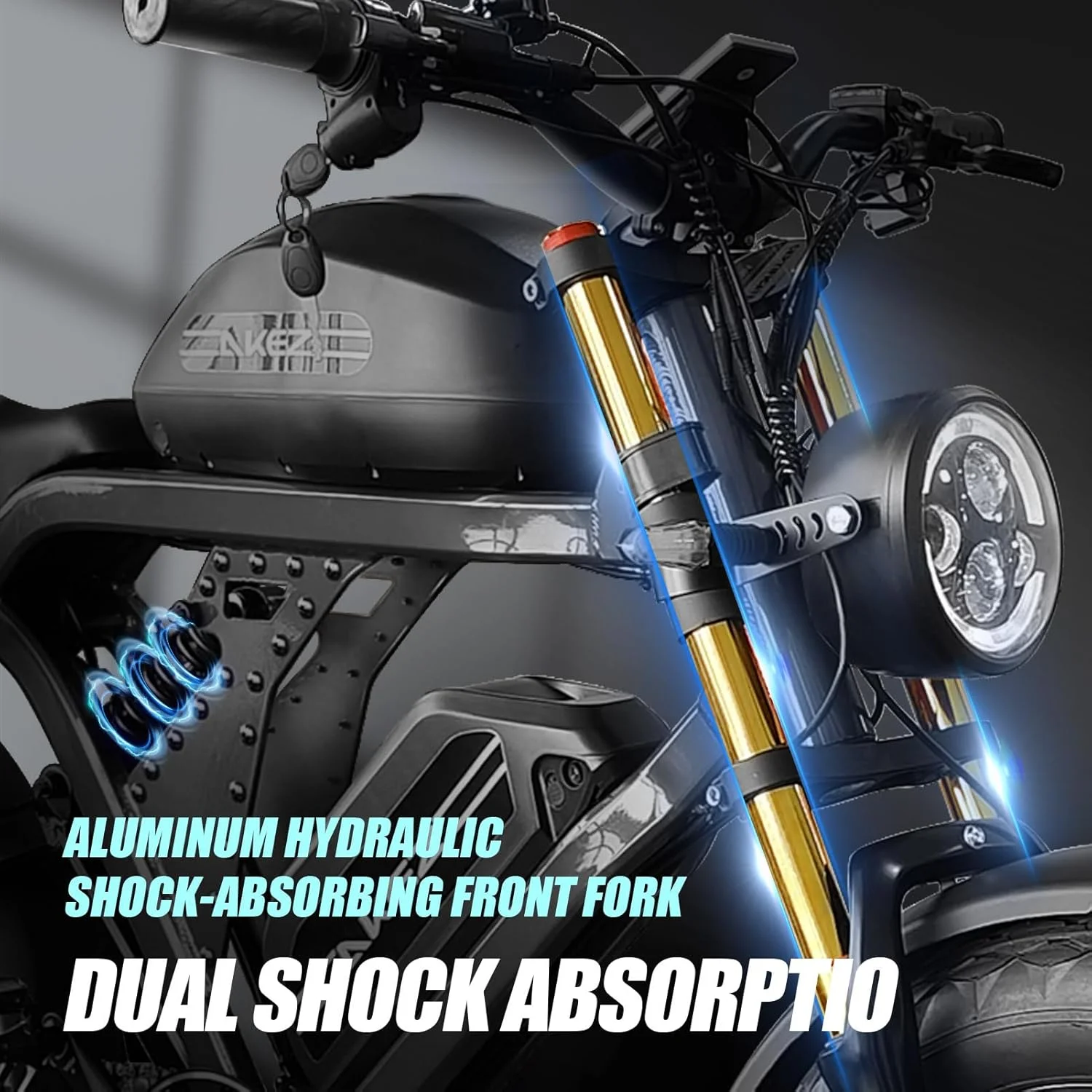 Peak 3000W Kingkong 1500W Electric Bike,31MPH Electric Dirt Bike for Adults,48V41A Dual Removable Battery Mountain Ebike,20'' Fat Tire Ebike,7Speed,Hydraulic Brake(Gray) - Image 10