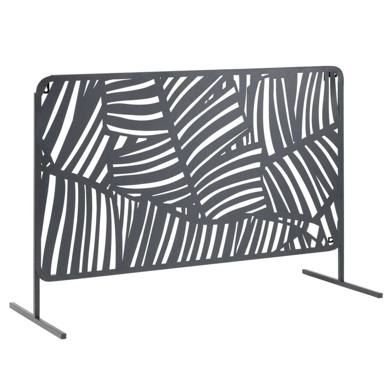 Panneau décoratif feuillage ajouré métal noir 50x90cm