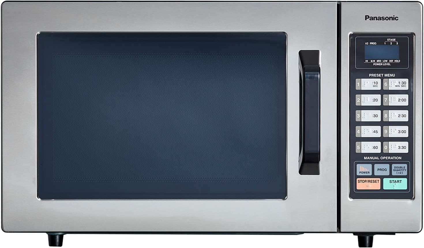 Panasonic NE-1054F Compact Light-Duty Countertop Commercial Microwave Oven with 10 Programmable Memory and Touch Screen Control, Countertop Microwave Oven, 1000W, 0.8 CuFt, Stainless Steel