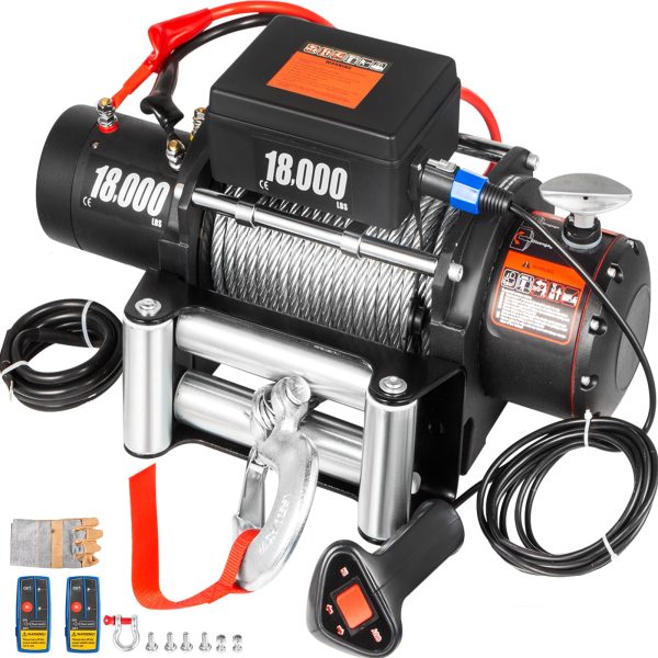 Treuil électrique 18 000 lb (8 165 kg) avec câble en acier 12 V pour VTT, UTV, camion et remorque tout-terrain