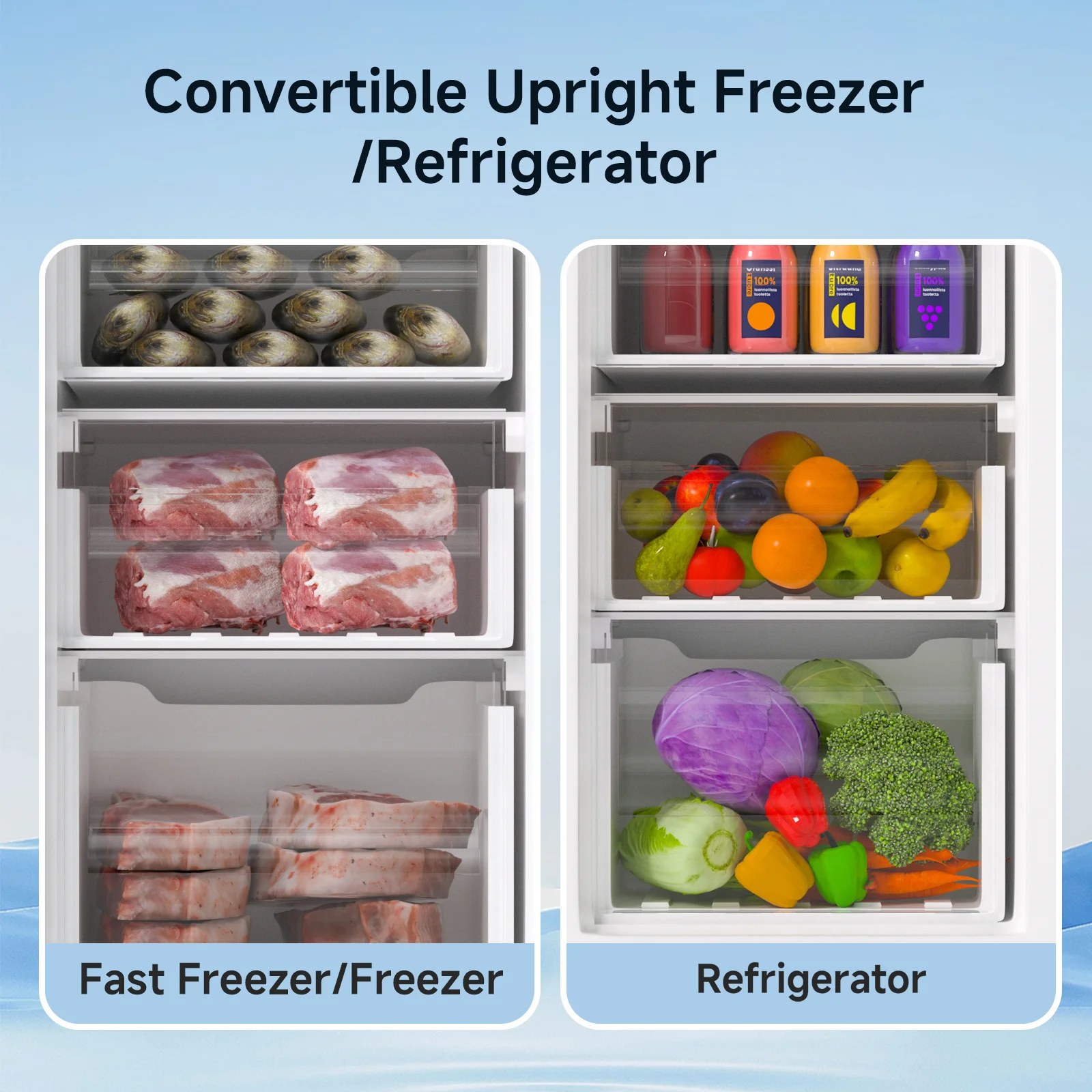 Upright Freezer, 7.0 Cu.ft Freestanding Freezer, Convertible Upright Freezer/Refrigerator, Single Door for Kitchen, Office, Apartment, Silver(silver) - Image 4
