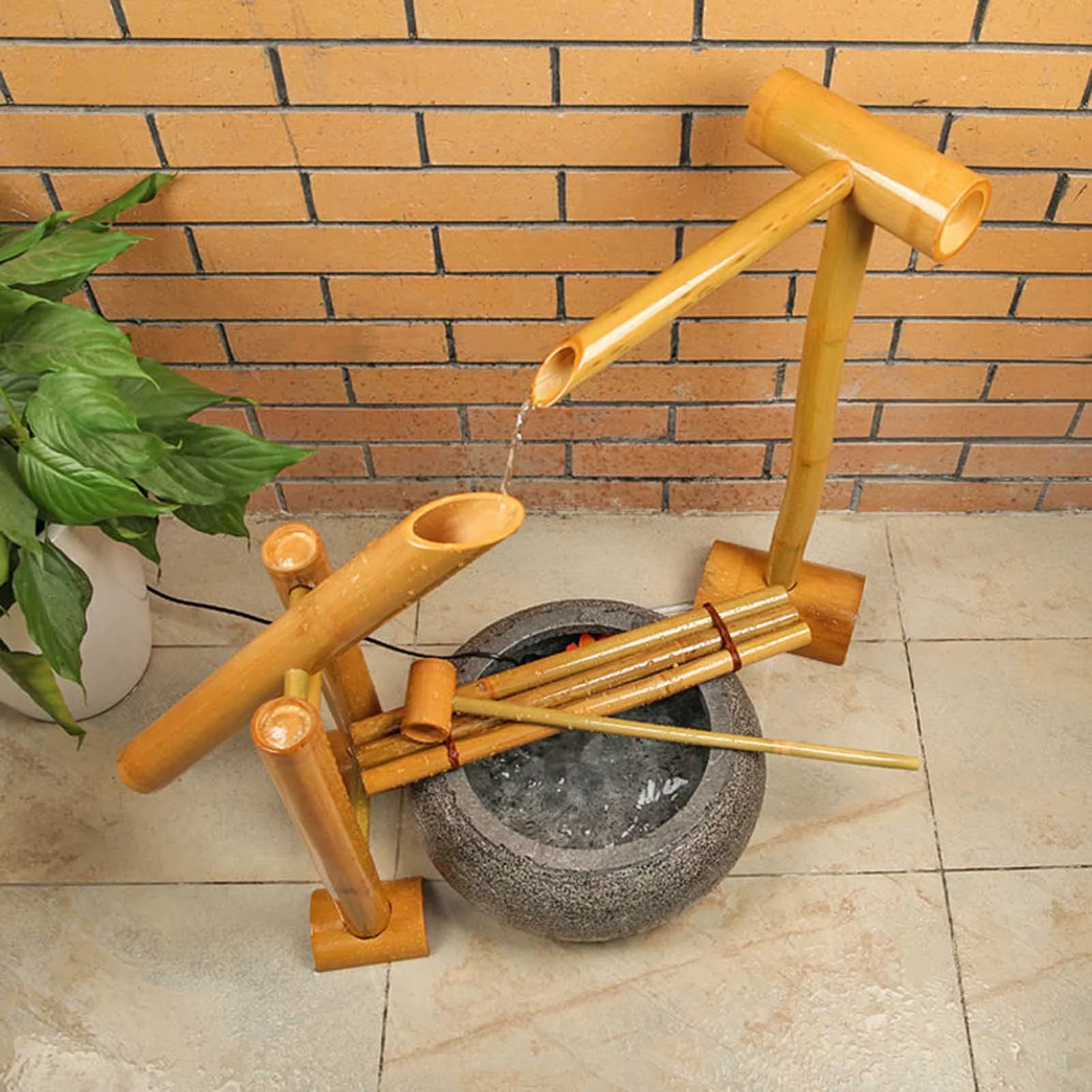 Swing Fountain For Outdoors, Zen Garden Water Fountain Bamboo, With Pump, DIY Zen Fountain, Bamboo Water Feature Zen Fountain Set - Image 5