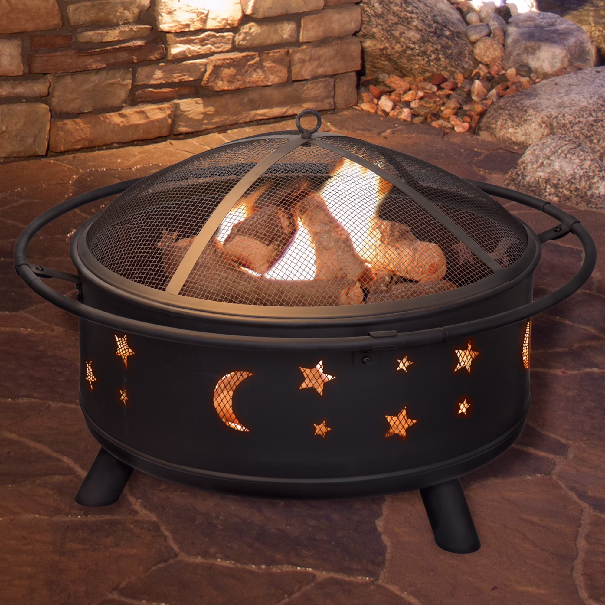 Pure Garden 32-Inch Outdoor Wood Burning Fire Pit with PVC Cover (Black)