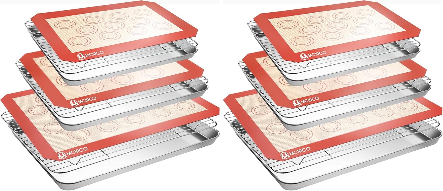 M MCIRCO Baking Sheet with Cooling Rack, Baking Mat Set, Set of 9