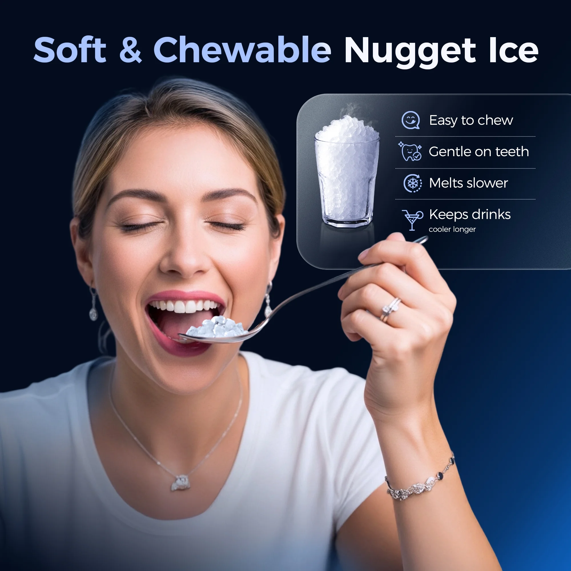 Nugget Ice Maker Countertops, 35.9lbs Per Day Portable Pebble ice machine, Crushed Sonic ice maker with Soft Chewable Ice for Home, Party, RV, Camping, Stainless Steel Silver - Image 5