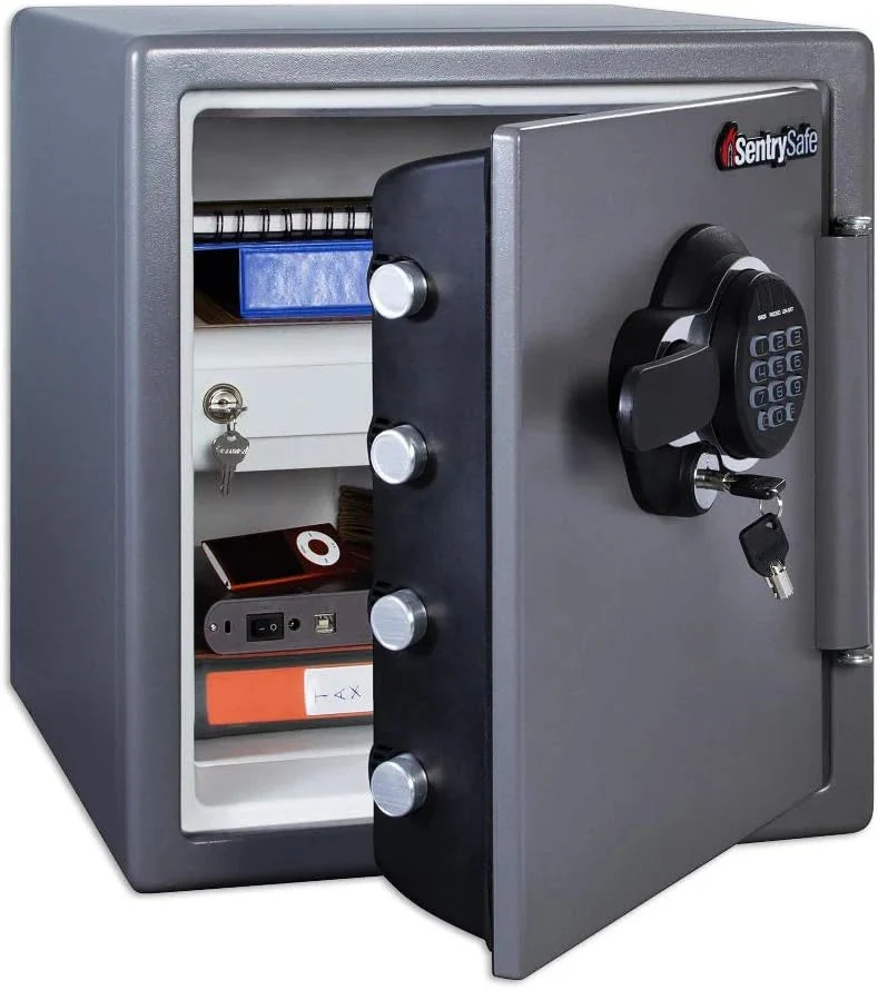 Key Lock Box, Outdoor Lock Box Bundle with Sentrysafe Fireproof and Waterproof Safe, 1.23 Cubic Feet