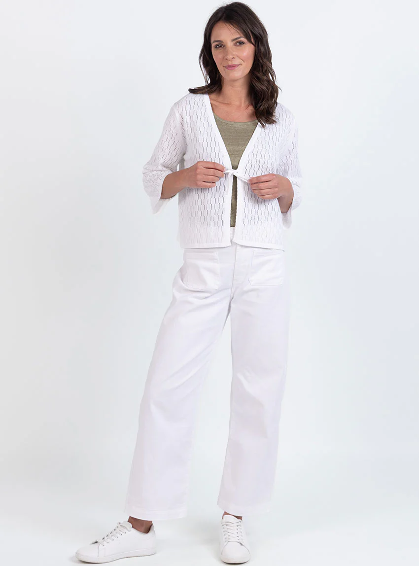Gilet femme ajouré en coton blanc