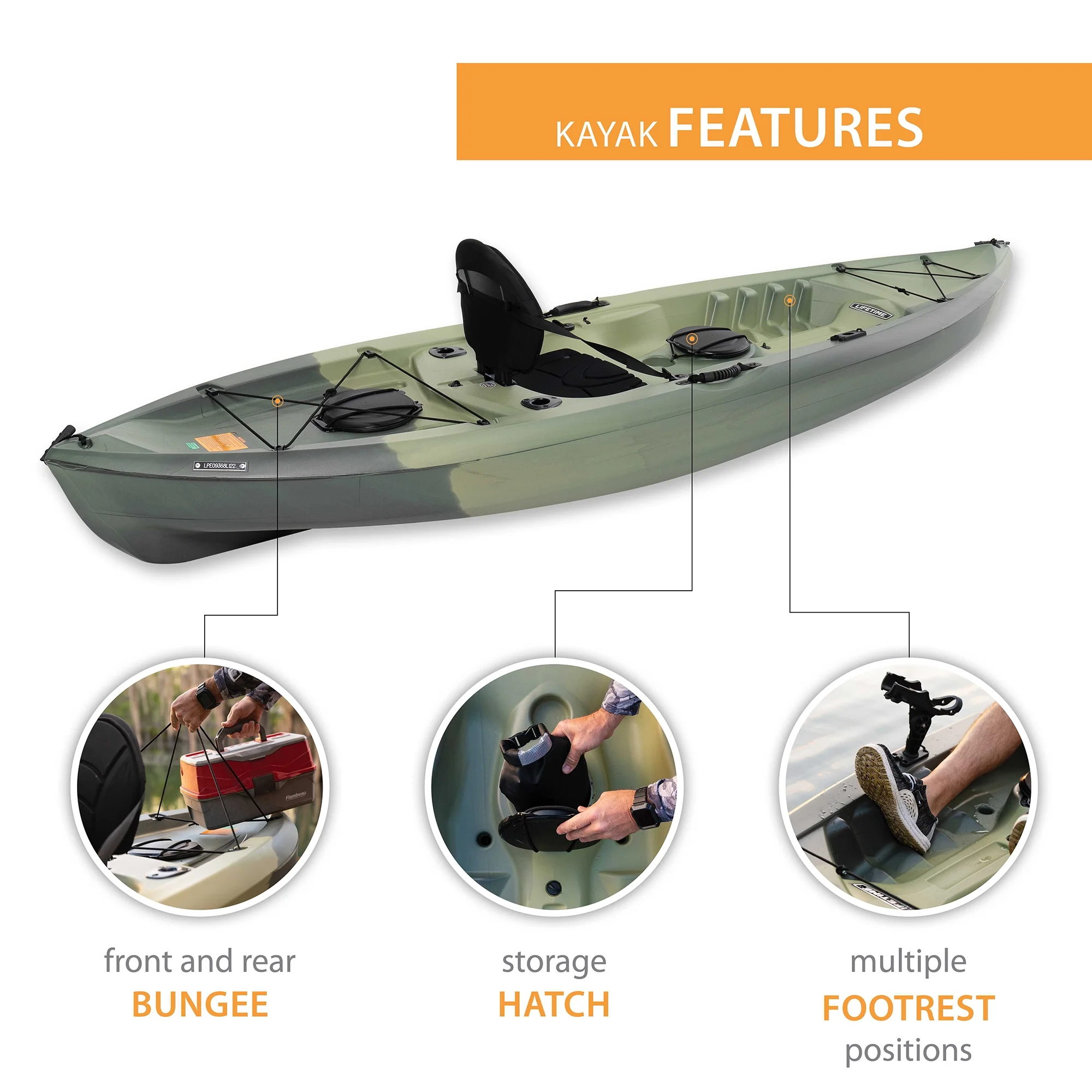 Lifetime Tamarack Angler 10 Ft. Fishing Kayak, Volcano Fusion (91340)