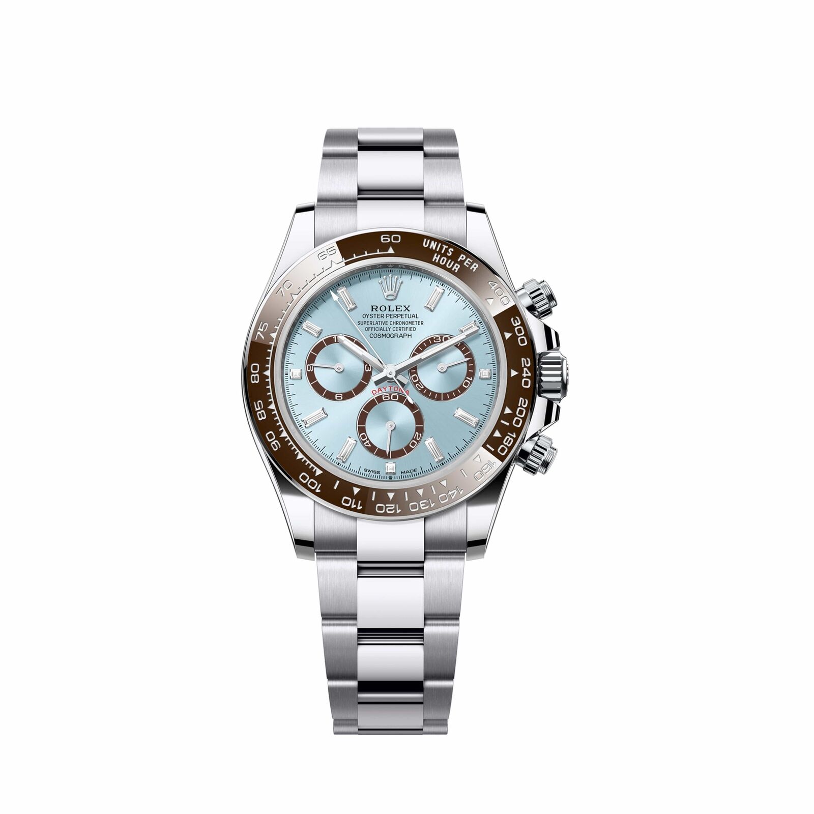 [Super Clone]Rolex Daytona 40mm Platinum Ice Blue Diamond Baguette Dial  m126506-0002