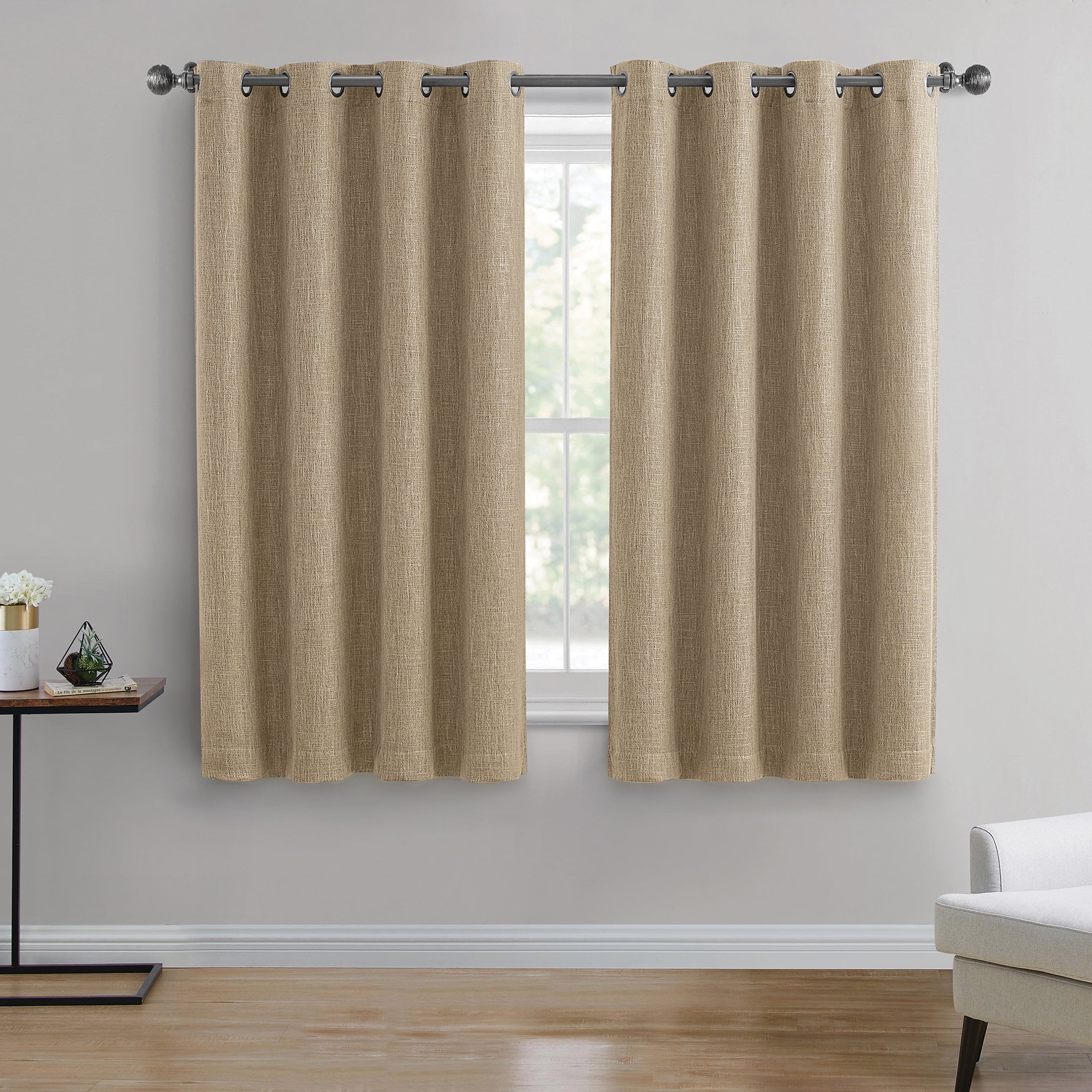 Tan Textured Woven Blackout Curtain Panel, Better Homes & Gardens, 50 x 63