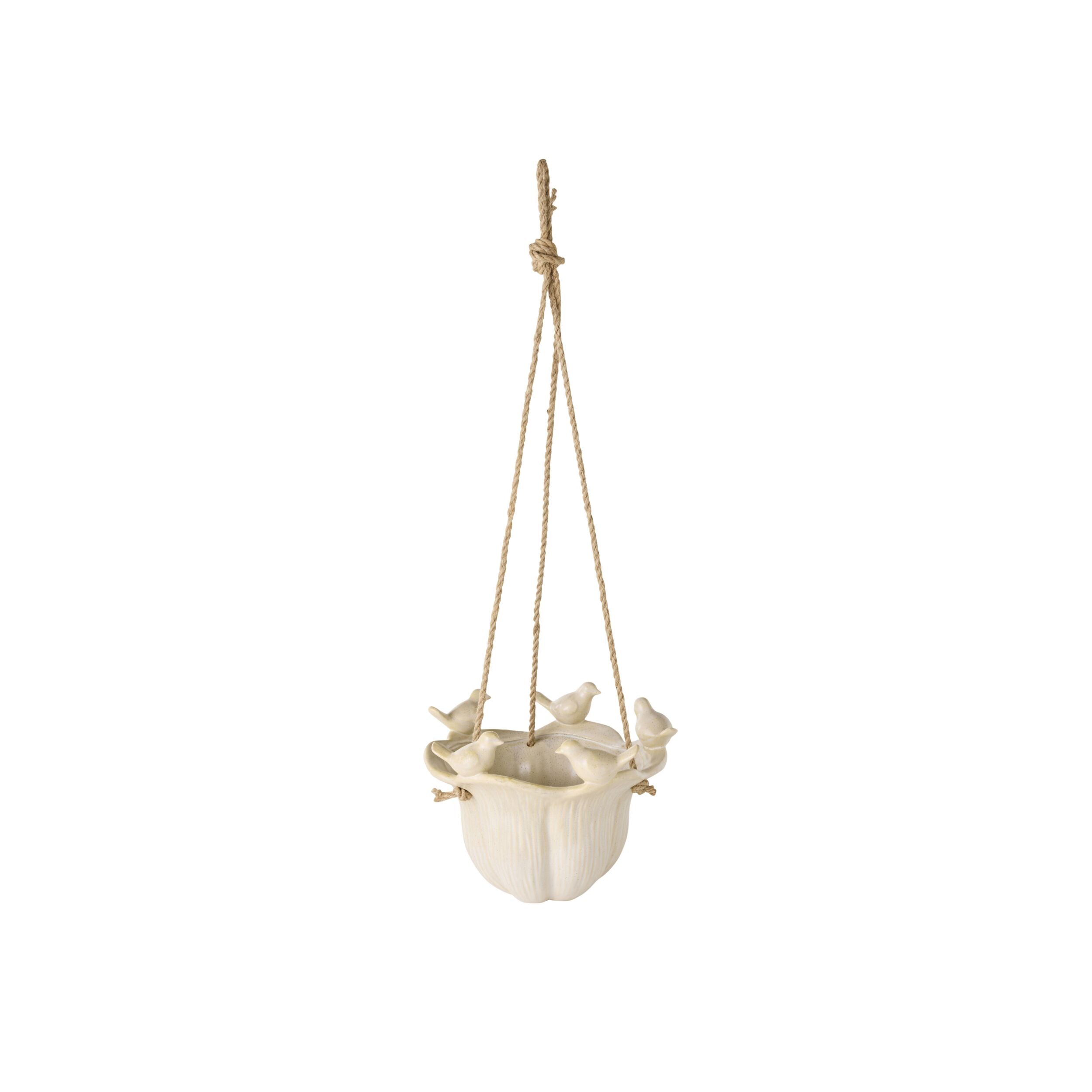 Chirping Birds Ceramic Hanging Pot