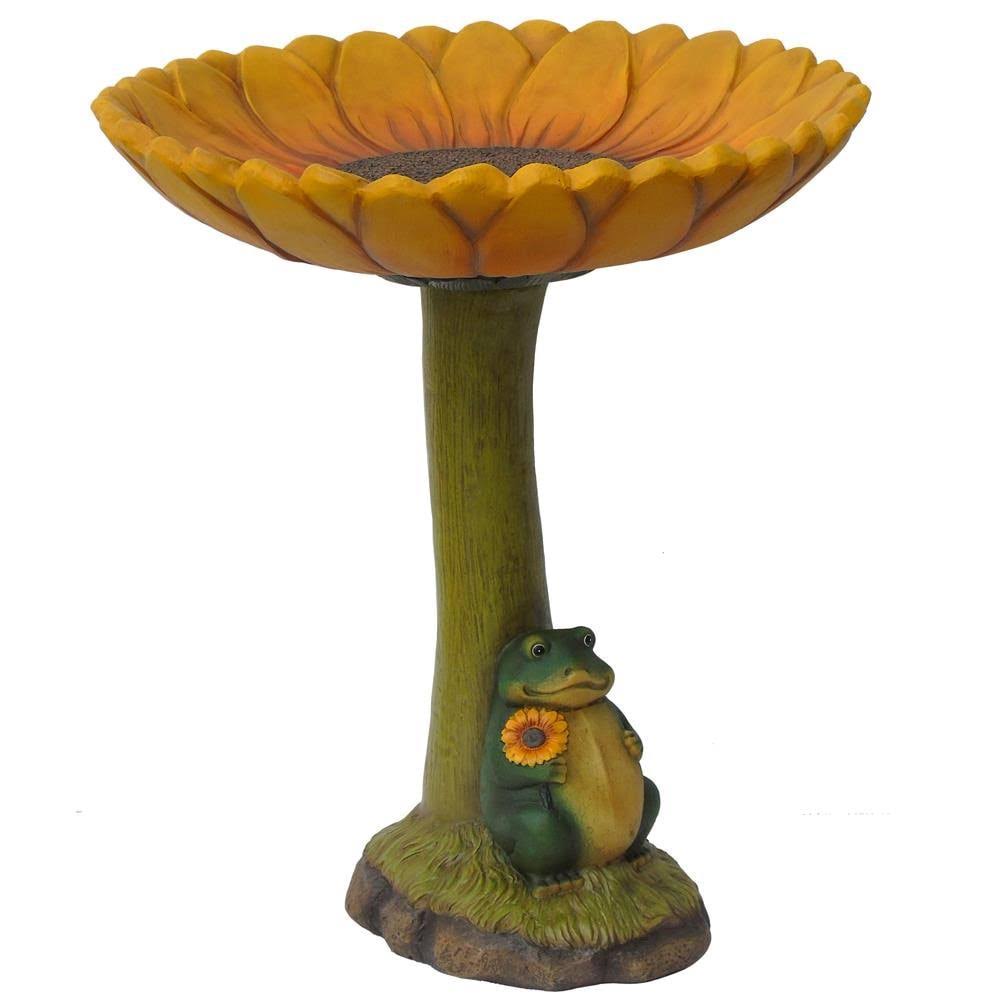 Garden Treasures 20-in H Yellow/Green Resin Complete Birdbath | A06-182