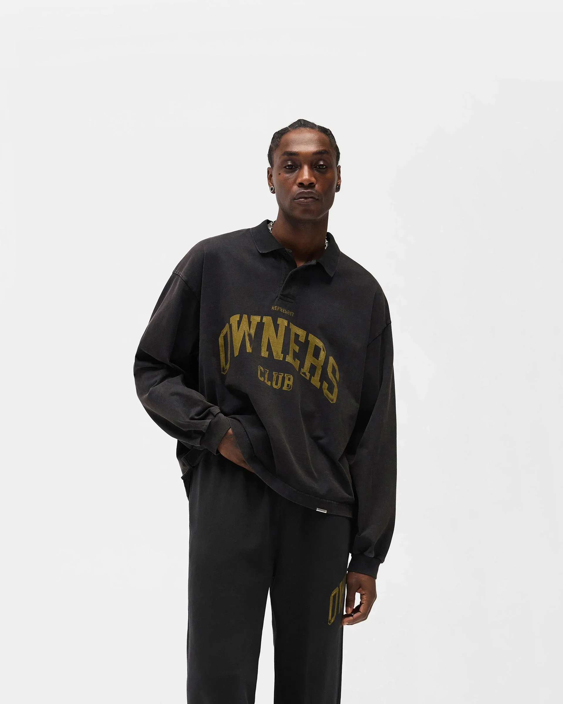 Represent Owners Club Rugby Polo - Faded Black