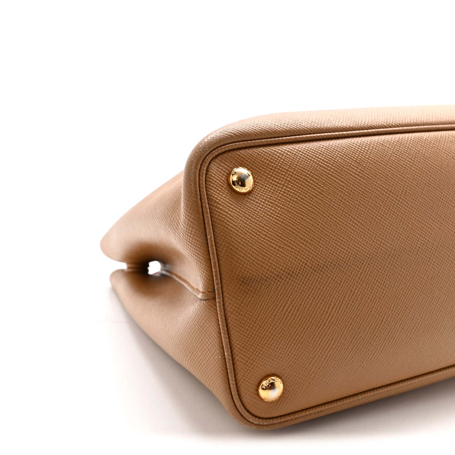 Saffiano Cuir Medium Double Handle Bag Caramel Fuoco