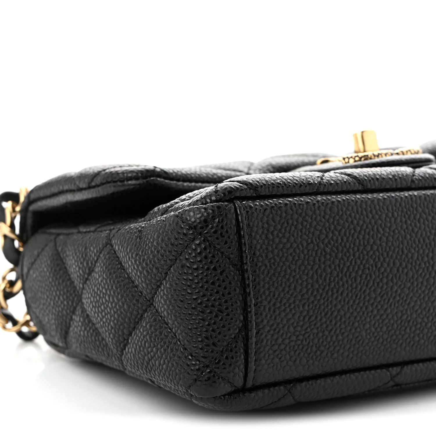 Grained Lambskin Quilted Mini Flap Black