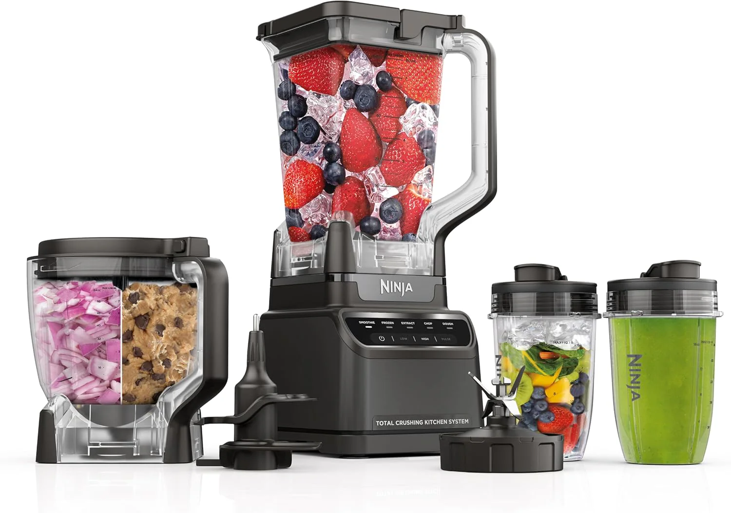 Système de cuisine Ninja Mega, mélangeur pleine grandeur de 1500 watts et robot culinaire de 8 tasses avec (2) tasses à emporter de 16 onces