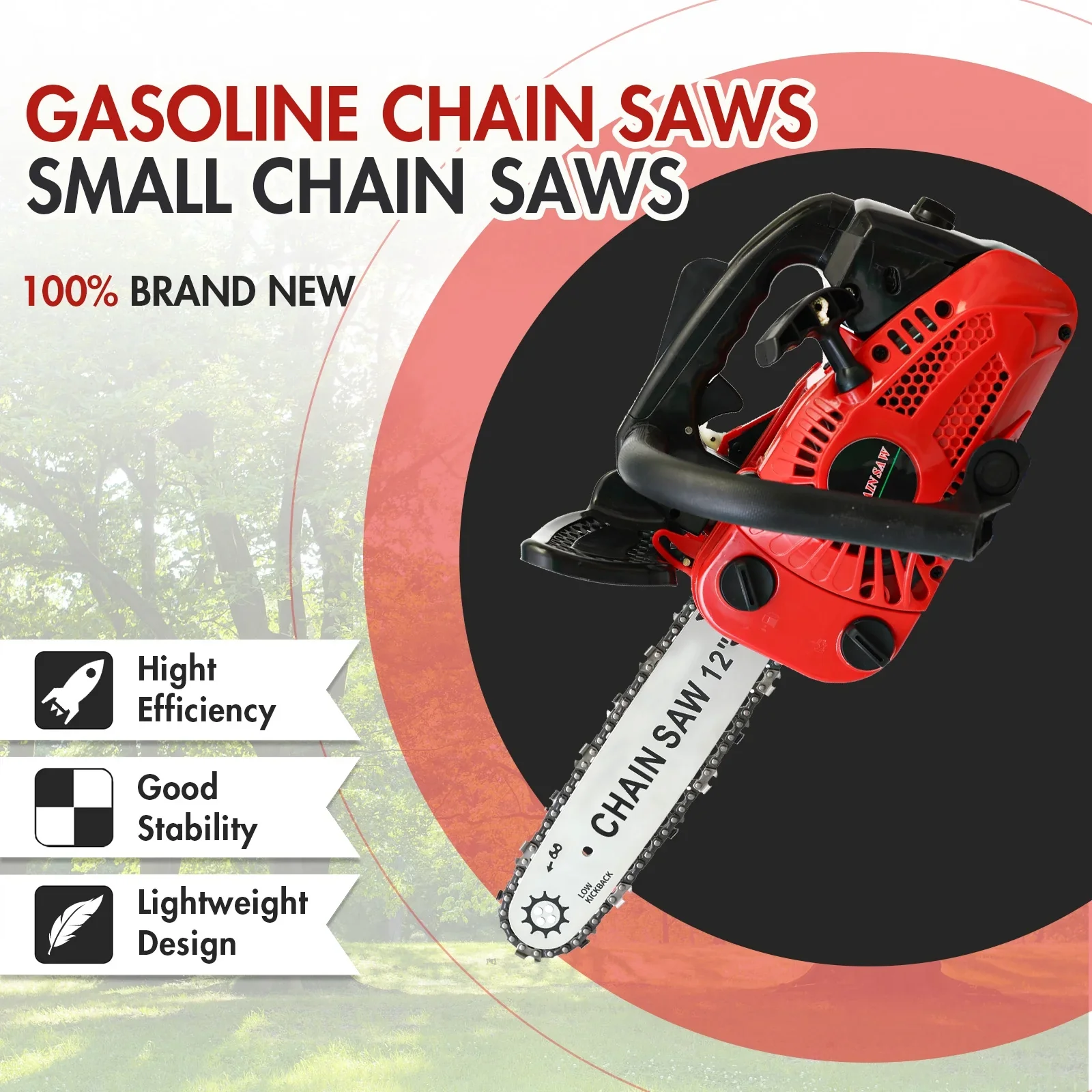 Baokaler Gas Chainsaw, 12 Bar Gasline Chainsaw, 2-Cycle Chainsaw for Farm/Ranch/Garden
