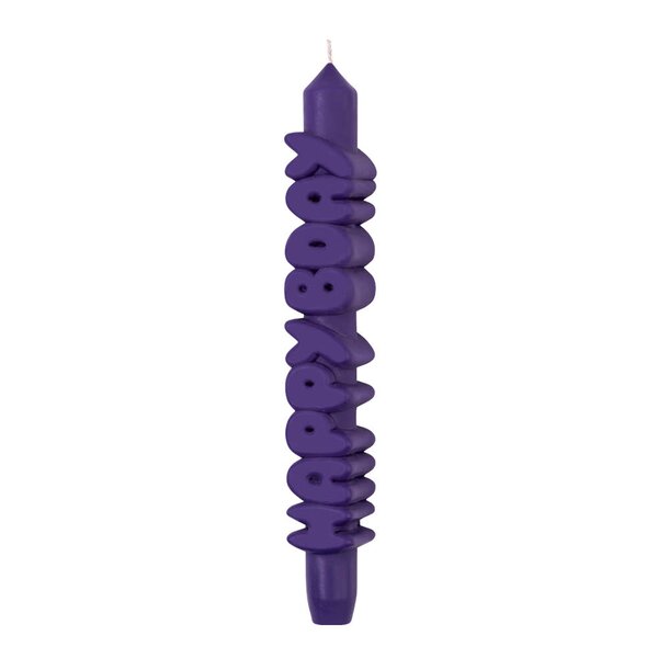 3D kronelys 23 cm HAPPY BDAY indigo
