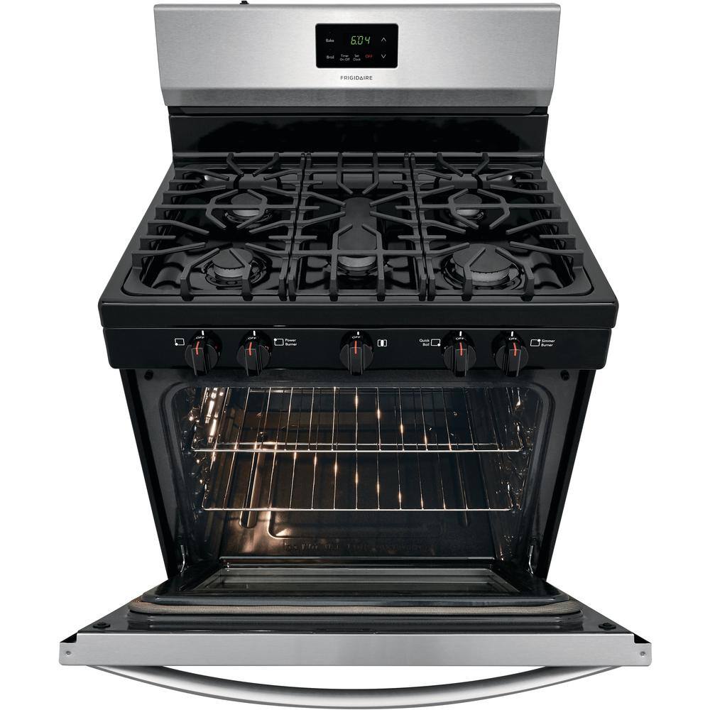 Cuisinière à gaz autoportante Frigidaire 30 po à 5 brûleurs en acier inoxydable FCRG3052AS