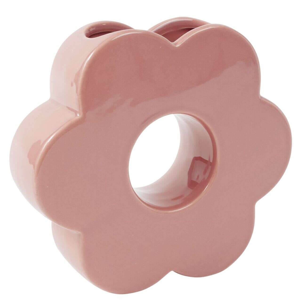 Vase en dolomite forme fleur 20xH18cm (2 modèles bleu ou rose)